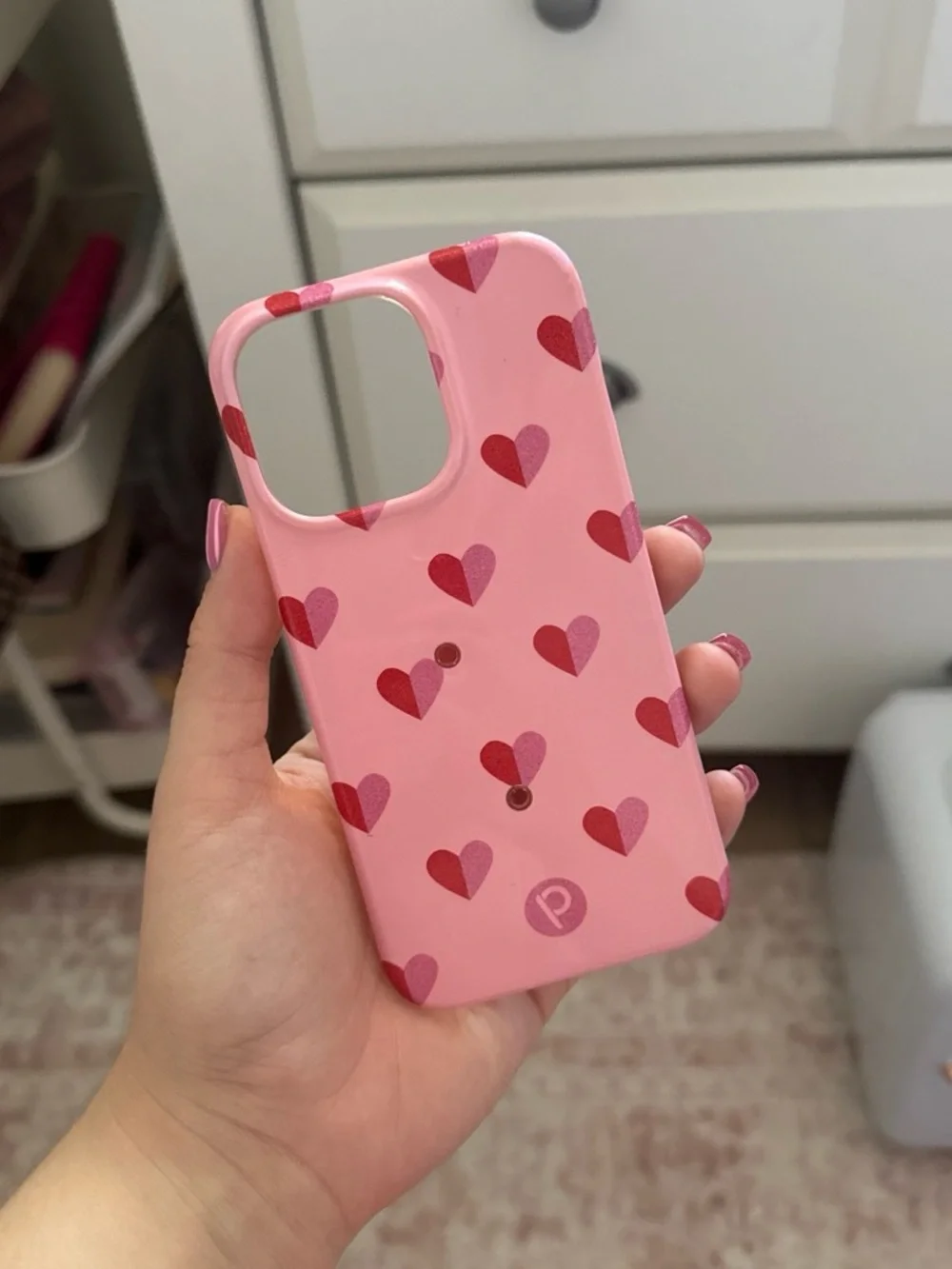 Pink Heart Pattern Phone Case - Pink
